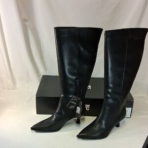 Madden NYC Kitten Black Tall Boots With Heel